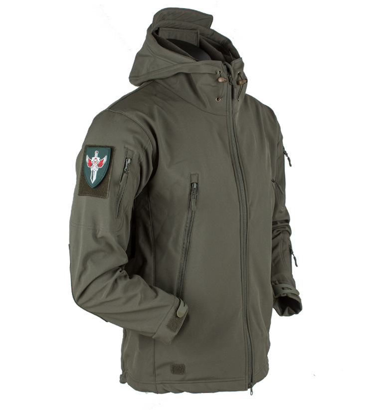 Chaqueta de piel de tiburón tres en uno para hombre, de forro polar suave para exteriores, para otoño e invierno, resistente al viento, impermeable, transpirable y cálida_voghion.com