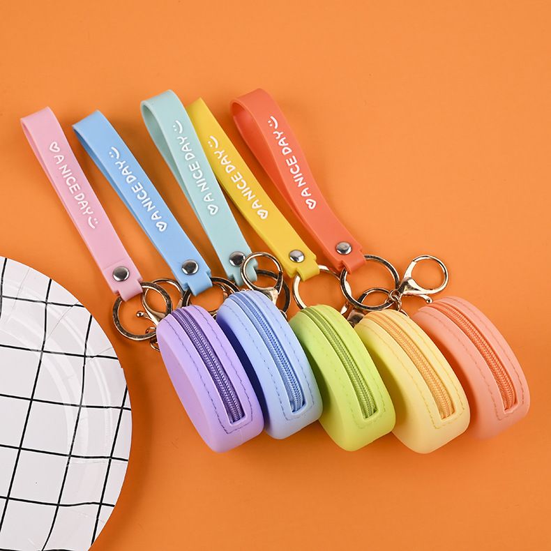 New Creative Silicone Solid Color Children's Coin Purse Toddler Points Storage Wrist Strap Round Bag_voghion.com