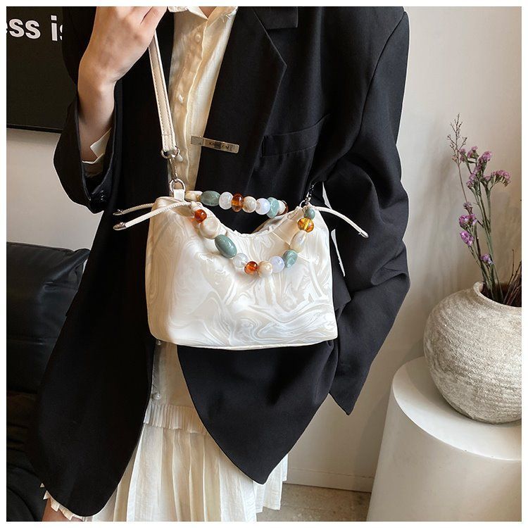Silver handbag 2024 summer niche new Chinese style single shoulder crossbody chain carrying bucket bag for women_voghion.com