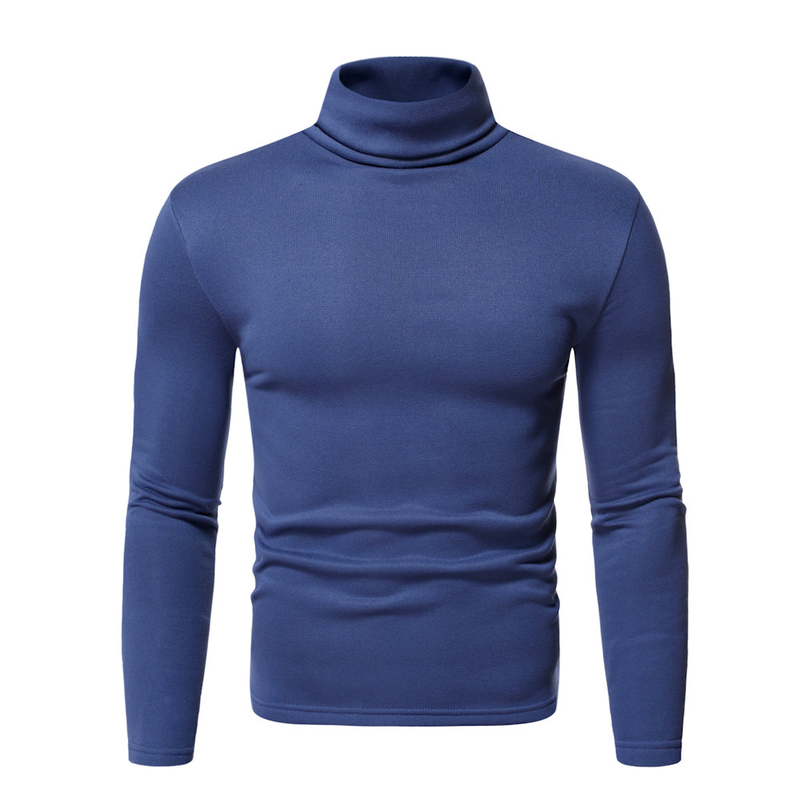 Autumn And Winter Hoodie Men Solid Color Plus Fleece Pullover Turtleneck T-shirt Primer Fleece Hoodie Men_voghion.com
