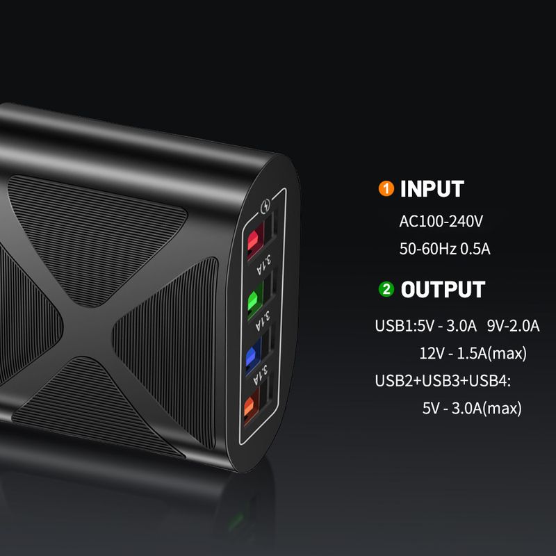 Încărcător de telefon mobil pentru festivaluri de muzică 4USB3.1A, cap de încărcare multi-port, standard britanic, australian, coreean, indian_voghion.com