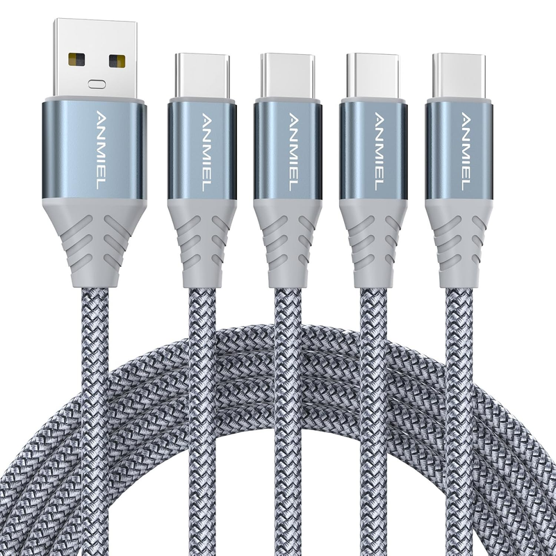 ANMIEL C-Kabel 4-teiliges Fußset 3,1 A Schnelllade-USB-C-Typ-Ladekabel, Nylon geflochten, kompatibel mit Samsung_voghion.com