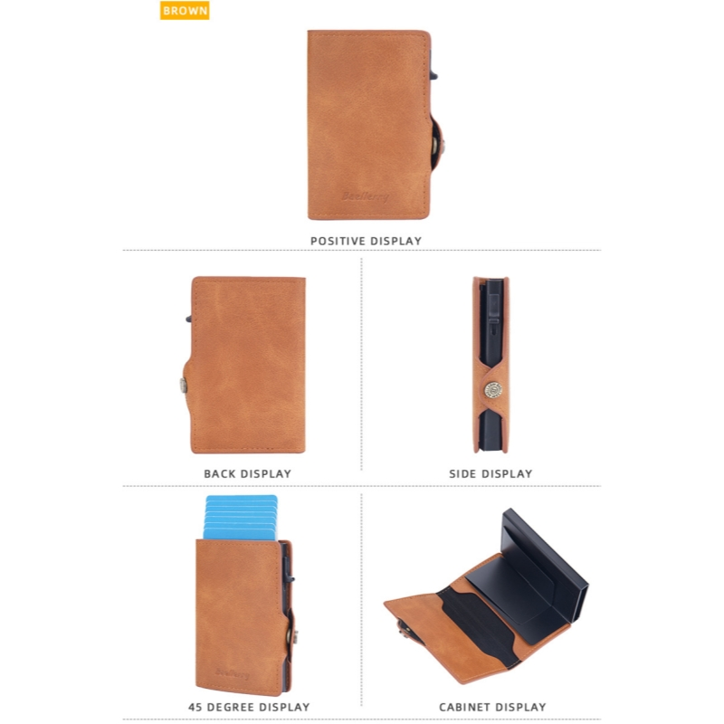 Etui na karty Baellerry New Paragraph Retro Side Push Pop Card RFID Etui na karty Simple Buckle Antymagnetyczny uchwyt na karty_voghion.com