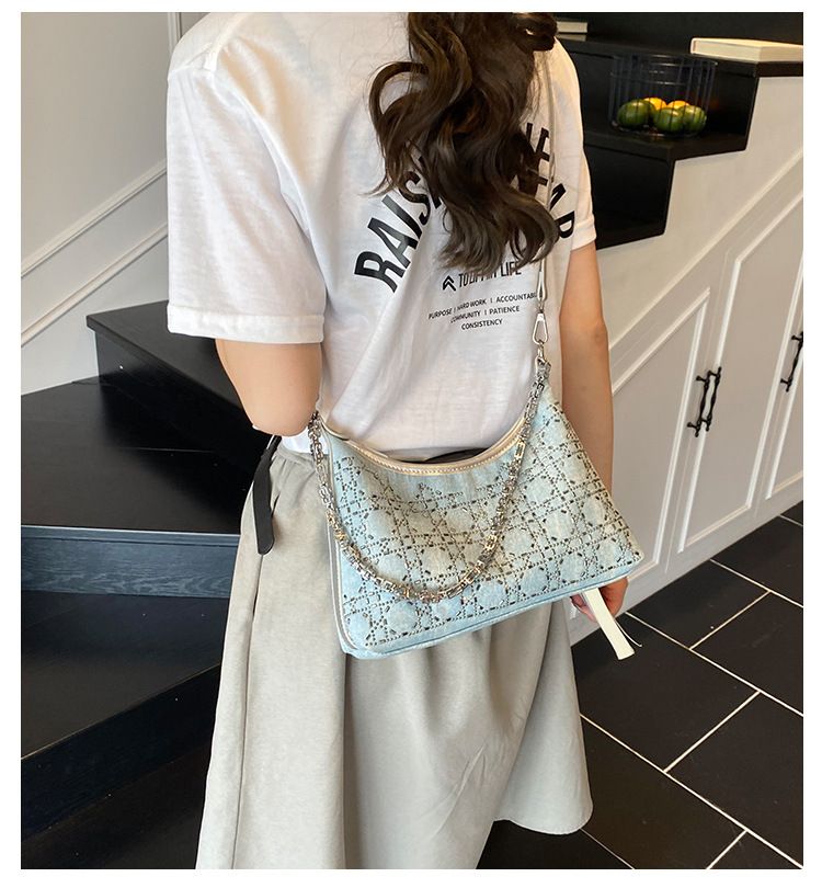 Borsa a mano da donna con diamanti, borsa a mano di grande capacità, borsa a tracolla minimalista_voghion.com