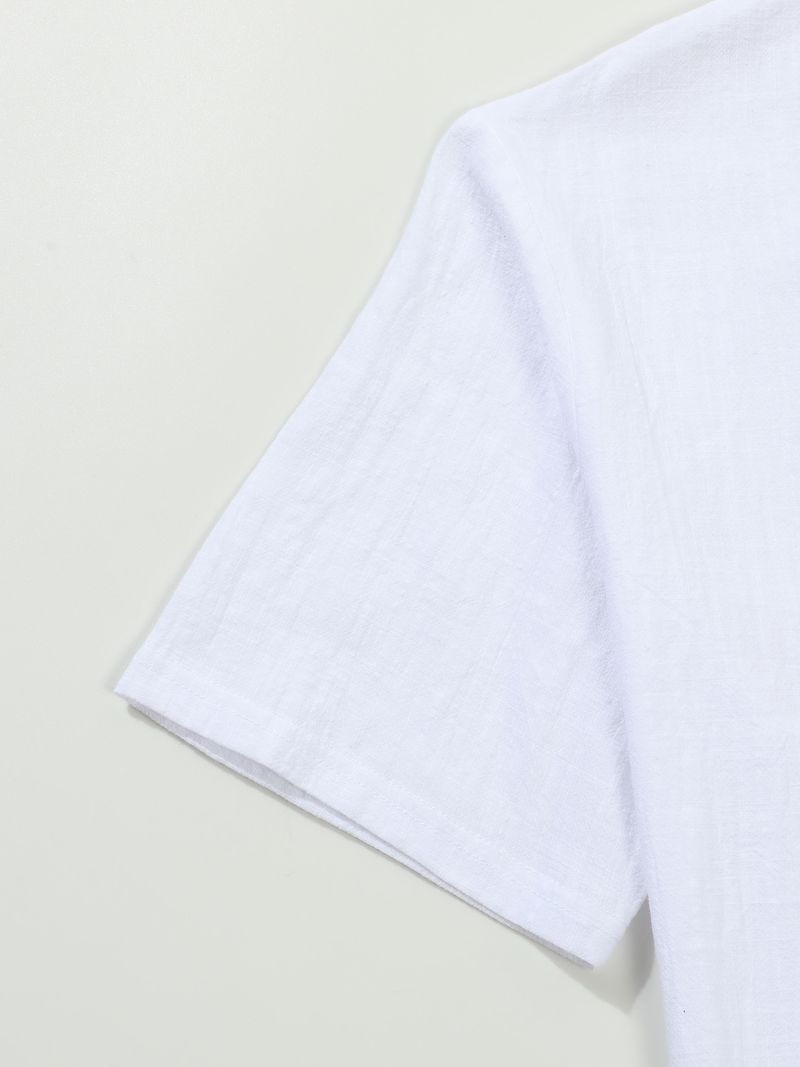 Camicia da uomo a maniche corte in lino e cotone – Collo alto traspirante, vestibilità comoda, casual (S-XXXL, blu navy/bianco/albicocca)_voghion.com