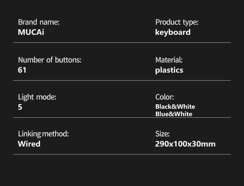 Teclado mecânico Mucai 61 teclas RGB Cool Lihtin Hot Plu Red Switch prático e portátil, adequado para escritório_voghion.com
