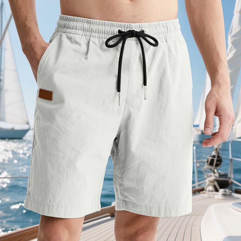 Pantalones cortos de playa para hombre, de verano, con cordón cruzado, talla grande_voghion.com