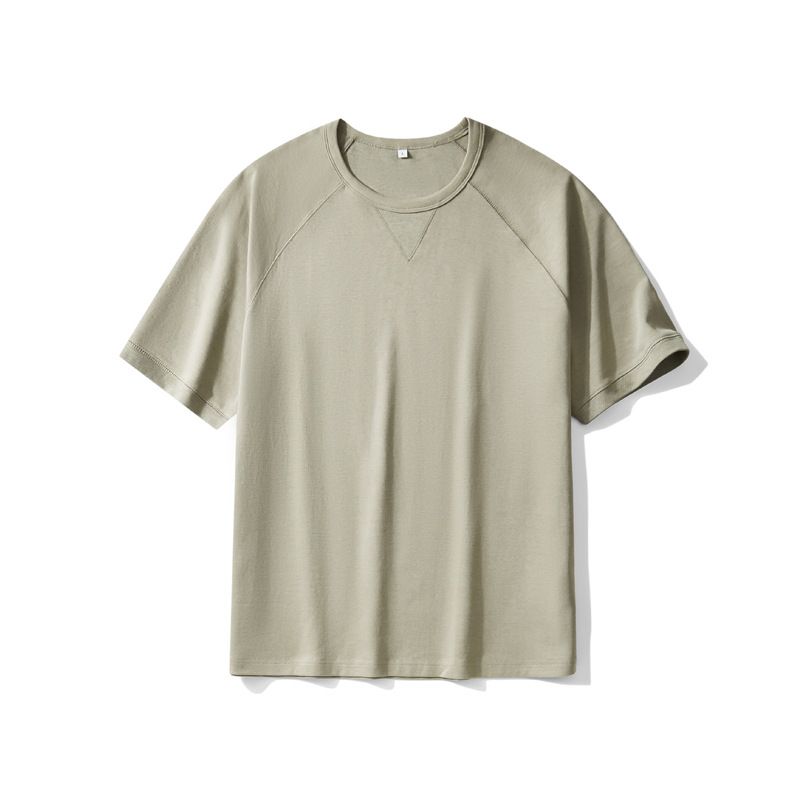 2025d Dengjue New Live Twill, T-shirt da uomo a maniche corte, in cotone bifacciale, color cachi, raglan_voghion.com