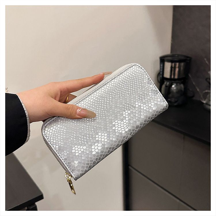 Damentaschen, neues Schlangenhautmuster, lange Geldbörse mit Reißverschluss und mehreren Kartenfächern, Clutch mit großer Kapazität, modische Geldbörse_voghion.com