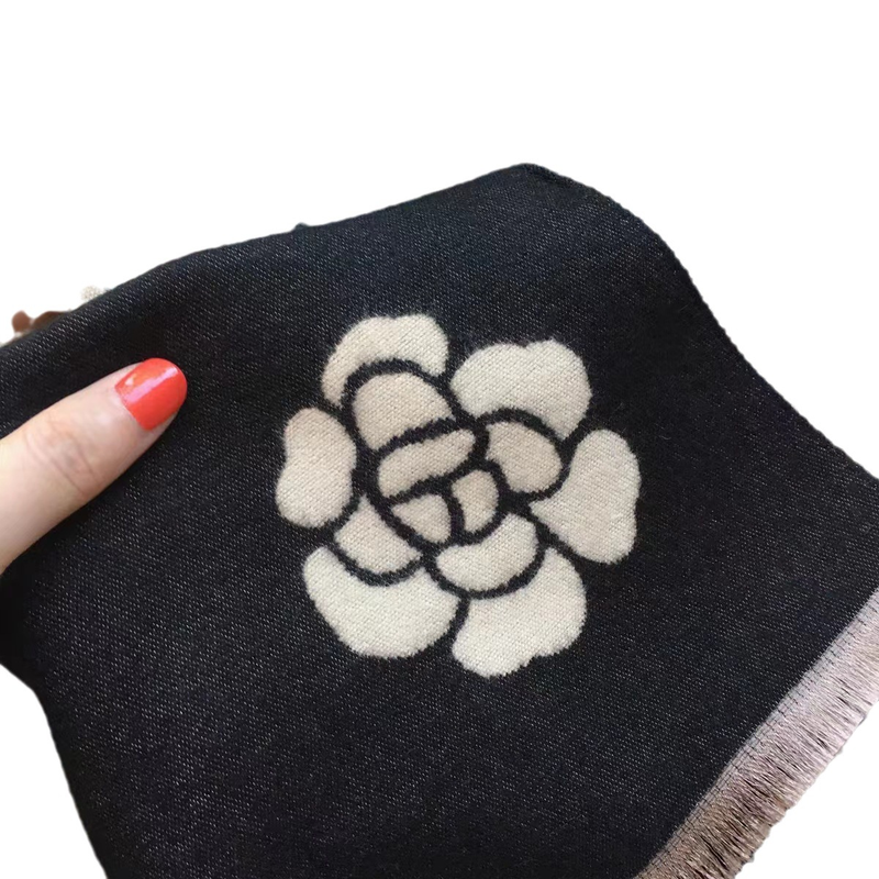 Designer Style Autumn And Winter Imitation Cashmere Scarf, Peony Flower Style, New Warm Shawl, Scarf, Camellia Dual Purpose Printed Scarf_voghion.com
