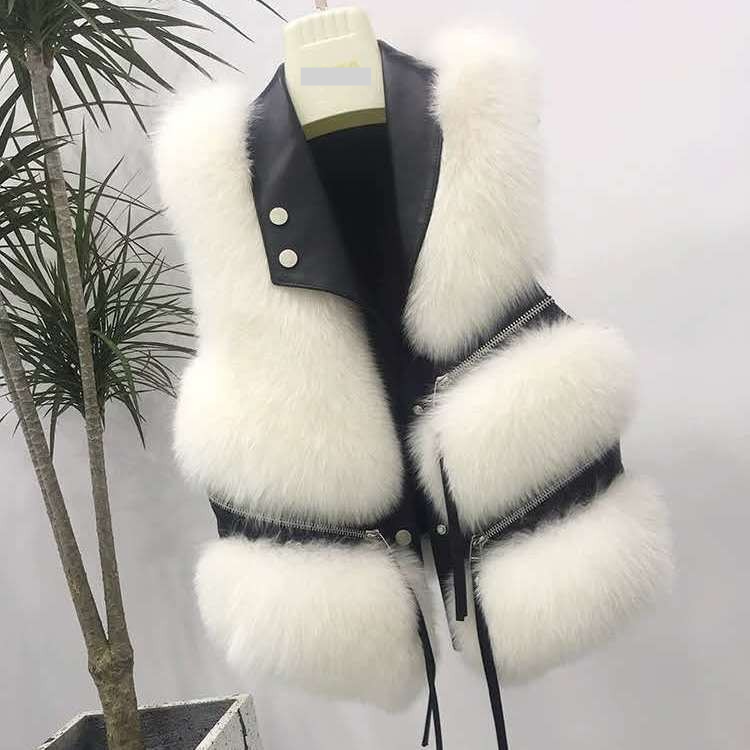 Dameskleding bontvest jas Haining fabrikant nieuwe rits splitsen korte bontvest jonge stijl_voghion.com