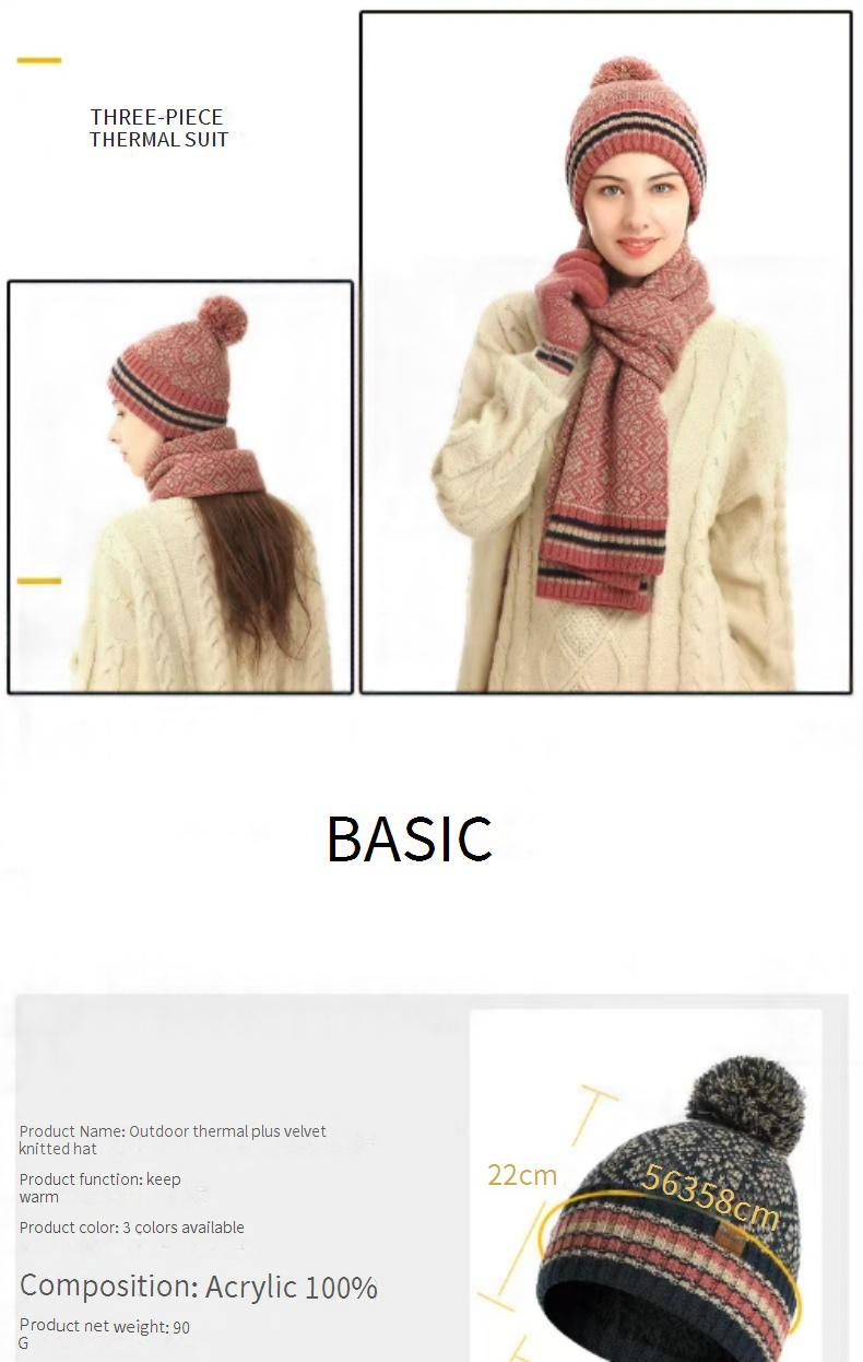 fornitura speciale di nuovo vestito caldo invernale per il commercio estero, cappello e sciarpa in lana lavorata a maglia acrilica, set da tre pezzi_voghion.com