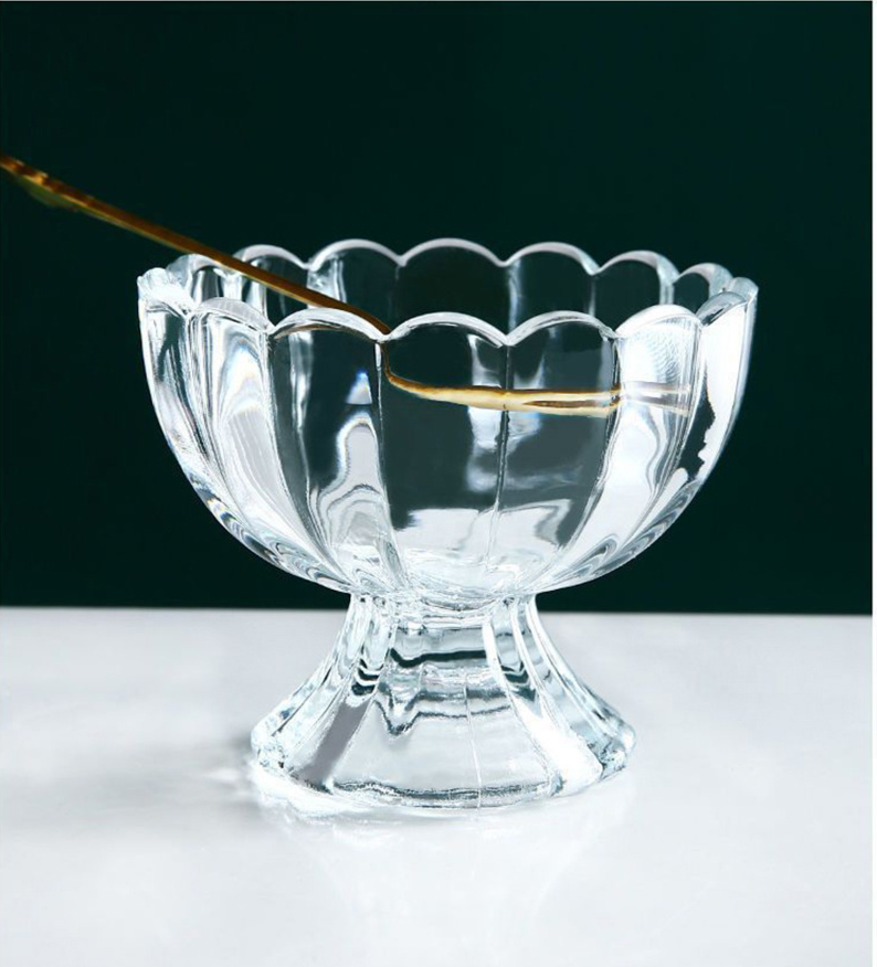 Lotus Ice Cream Cup Transparent Glass Water Cup Creative Home Milk Tea Dessert Cup Yogurt Salad Ice Cream Bowl_voghion.com