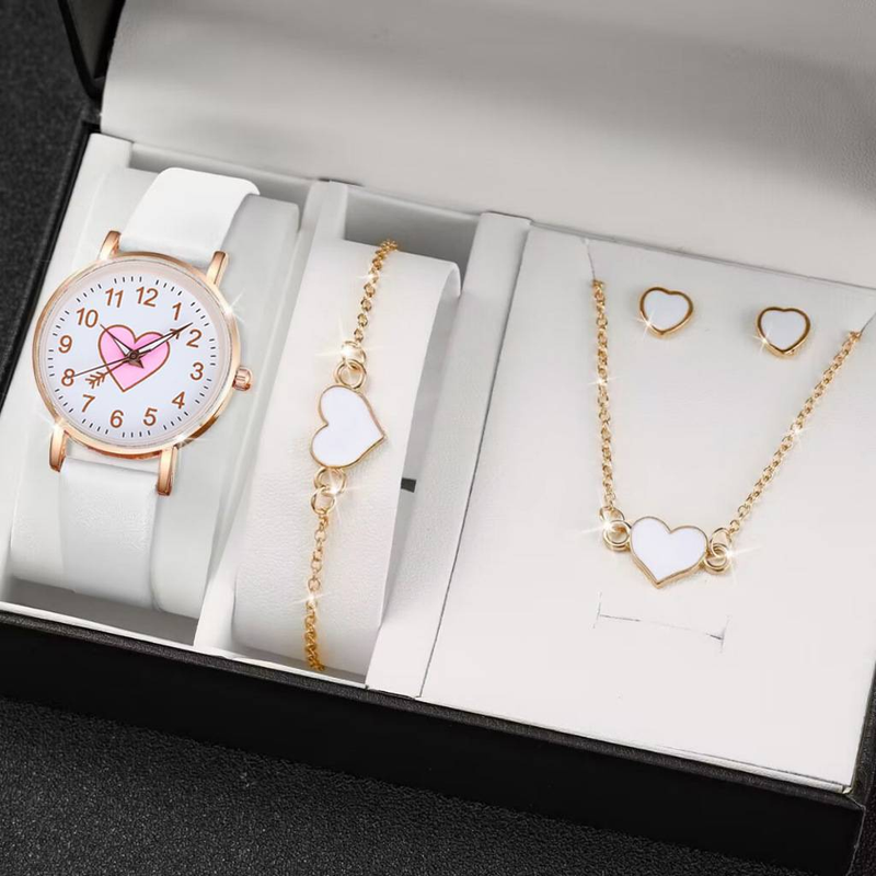 Women's Bracelet Watches Simple Pink, White And Black One Arrow Through The Heart Watch Set_voghion.com