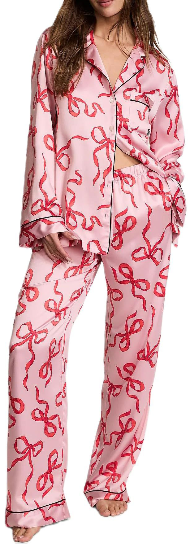 Women's Long Sleeve Printed Pajama Set - Soft V-Neck Sleepwear Loungewear For Home, Cute & Comfortable_voghion.com