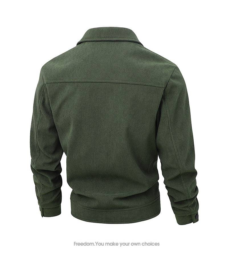 Men's Corduroy Jacket Slim Fit Casual Vintage Stand Collar Windproof Lightweight Polyester Coat For Spring Autumn_voghion.com