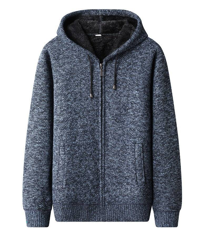 Modische Kapuzenjacke mit Fleecefutter für Herren – warmer Strickpullovermantel für Winter und Herbst, lässige Oberbekleidung mit schmaler Passform (6 Farben erhältlich)_voghion.com