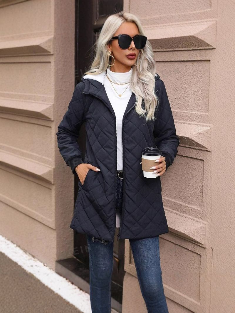 Damen-Wintermantel mit Fleecefutter und Kapuze – weiche Pufferjacke aus Polyester mit Kunstpelzbesatz, warme und stylische Oberbekleidung für Freizeit und Outdoor_voghion.com