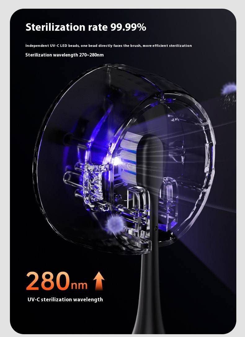 Spazzolino elettrico sterilizzante UV – 5+ modalità, batteria con durata di oltre 50 giorni, motore magnetico, autopulente (bianco latte/lavanda)_voghion.com