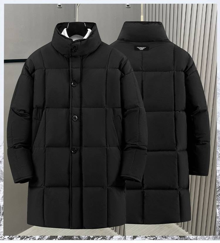 Koreanischer, langer, wattierter Mantel – Slim Fit Winterjacke mit gesteppter Isolierung (L-5XL, Schwarz)_voghion.com