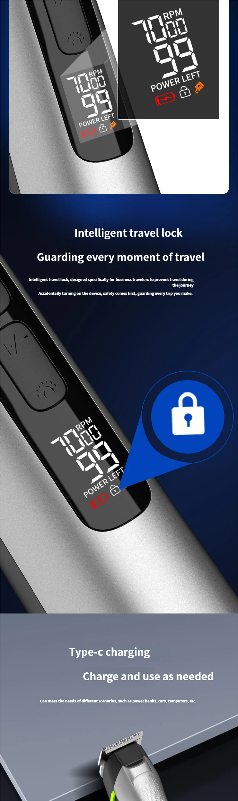 Tagliacapelli elettrico da uomo 5 in 1, tagliacapelli elettrico completamente impermeabile, tagliacapelli per il naso, rasoio e set da barba con luce_voghion.com