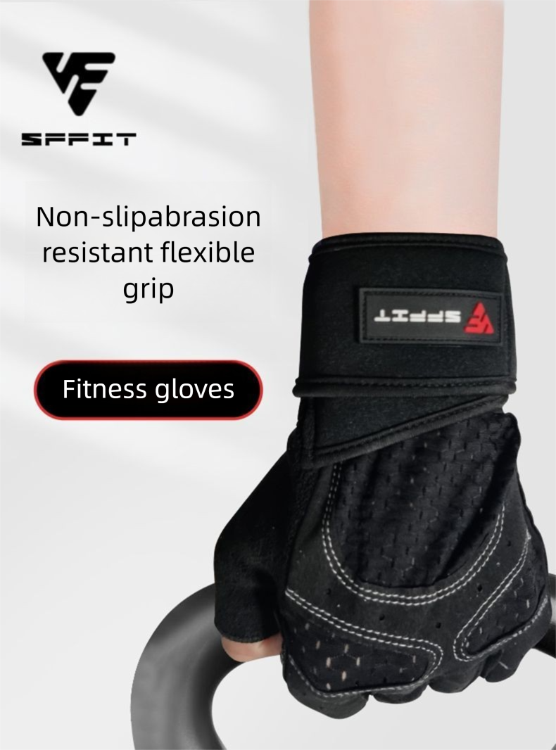Fitness Gloves For Men, Summer Thin Thickened Palm Wrist Strap 2-in-1 Anti-Slip Callus Prevention Wear-Resistant_voghion.com