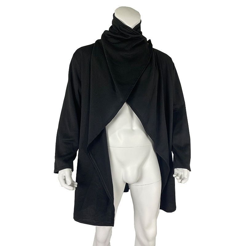 Pulse Foreign Trade Europe et Amérique Vente flash Cape Street Col montant Couleur unie Manches longues Coupe asymétrique Mode Homme_voghion.com