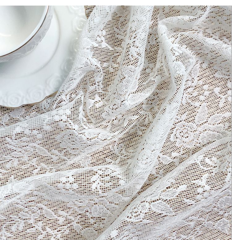 Elegant Lace Table Runner & Furniture Cover – Non-Slip, Dust-Proof – Modern Boho Home Decor (60×60 To 60×300cm, White/Beige)_voghion.com