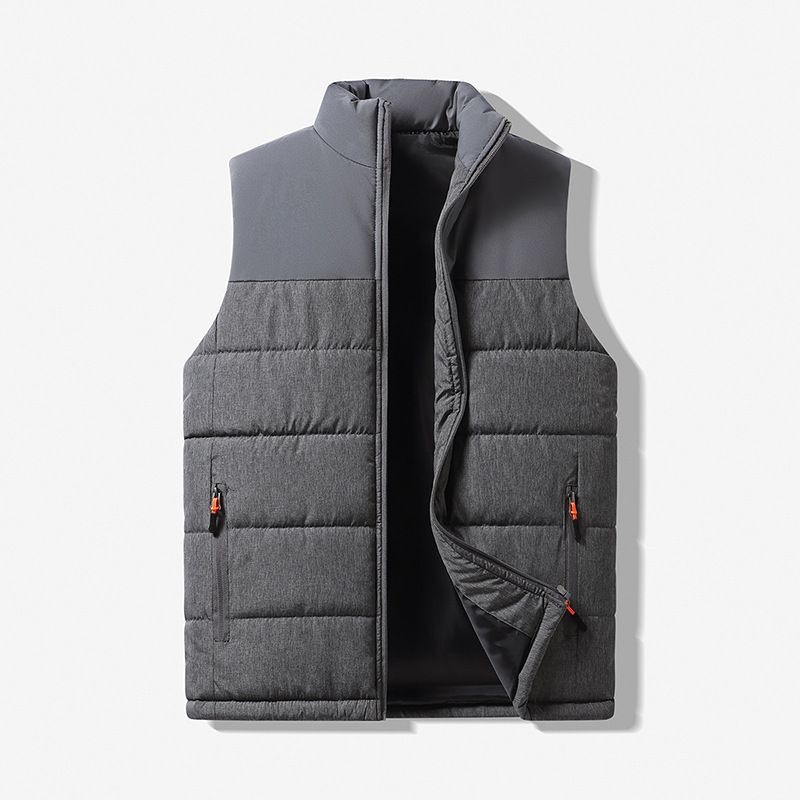 Down Cotton For Men Women, Autumn And Winter American Style Patchwork Casual Vest, Stand Collar, Warm Versatile Vest_voghion.com