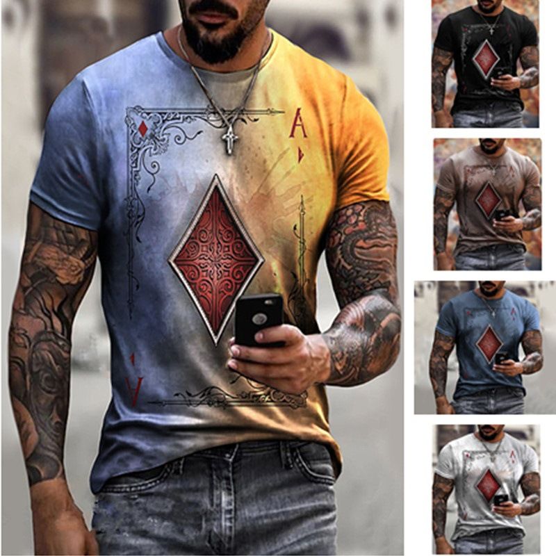 2021 Series Fashion New Playing Card Print Men's T-Shirt Top_voghion.com