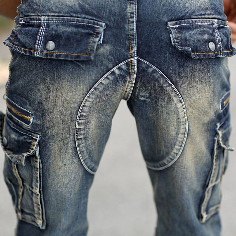 Men's Clothing Men's Overalls Mid Length Pants With Multiple Pockets Casual Denim Cropped Shorts_voghion.com
