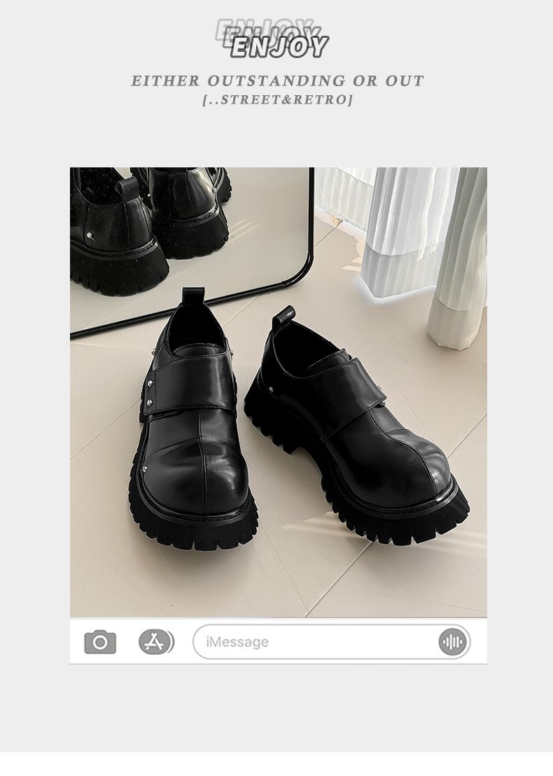 Fgmm Original Design Curved Head Derby Men's High-Grade Thick Bottom Increased British Slip-on Lefu Casual Leather Shoes_voghion.com