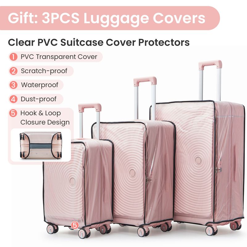 Luggage Sets 3 Piece(20/24/28), Expandable Carry On Luggage With TSA Lock Airline Approved, 100% PC Hard Shell And Lightweight Suitcase With Front Pocket And Spinner Wheels_voghion.com