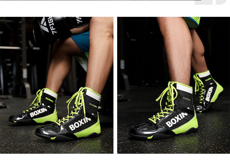 Unisex Shoes Boxing Shoes Professional Men's And Women's Wrestling Shoes Indoor Training Shoes Breathable High Top Free Fighting Sanda Fitness Shoes_voghion.com