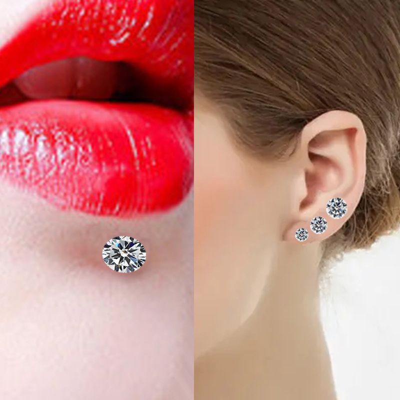 G23 Titanio Acciaio 16G Denti Interni Labbro Stud Rotondo Zircone F136Titanio Moda Orecchini Body Piercing Gioielli All'ingrosso_voghion.com