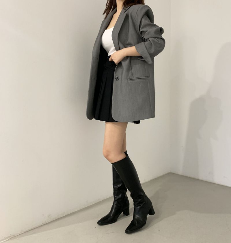 2024 Outono/Inverno Novo Melad Dress Up Coreano Chique Clássico Marrom Cinza Terno Casaco_voghion.com