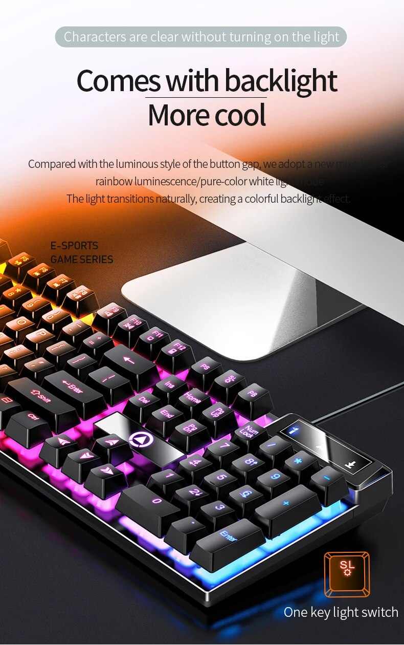 INDIAO Keyboard Gaming Wired Laptop Desktops PC Computer Office Accessories Low Profile Gamer Keyboards With Numpad_voghion.com