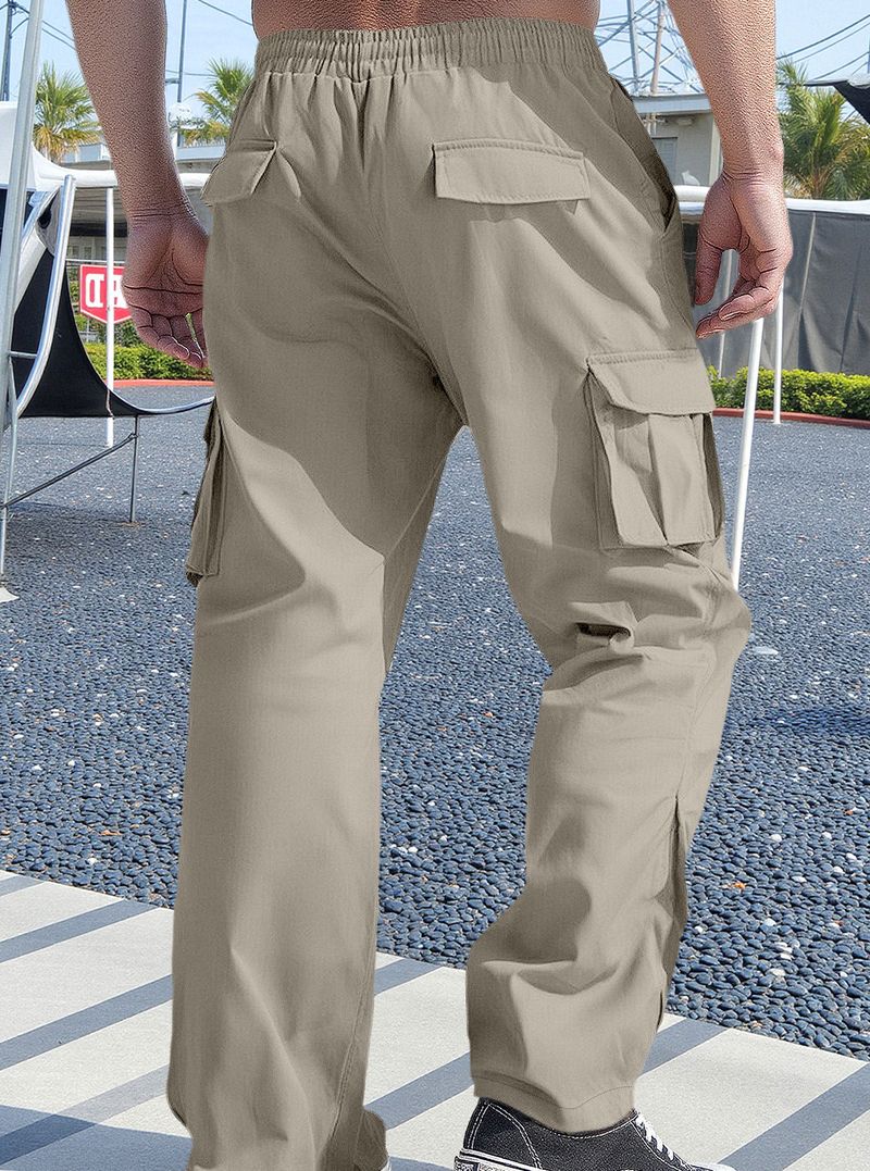 Men's Retro Outdoor Work Pants - Stylish Straight-Leg Cargo Pants With Multiple Pockets, Comfortable & Lightweight For Casual Wear_voghion.com