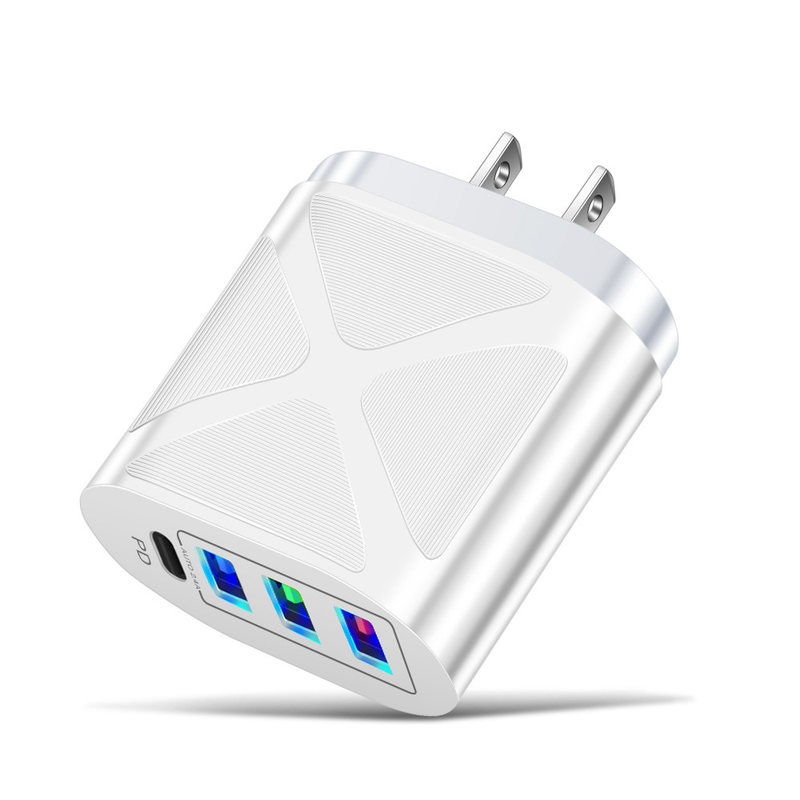 Music Festival 3.1A Multi Port 3USB+PD Type-C Mobile Charger PD Interface Head Travel Charging Adapter_voghion.com