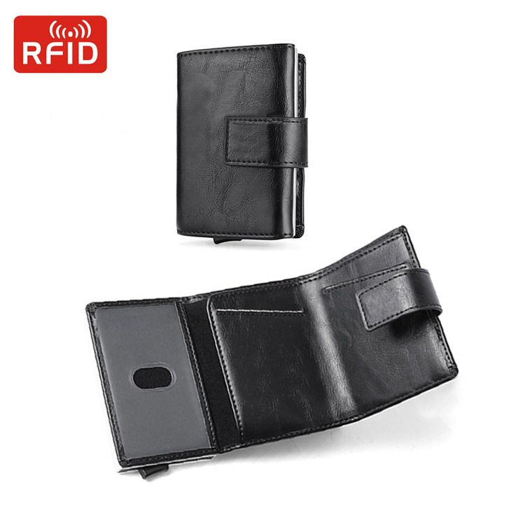Tarjetero de aleación de aluminio con RFID multifunción antirrobo para hombre, de metal_voghion.com