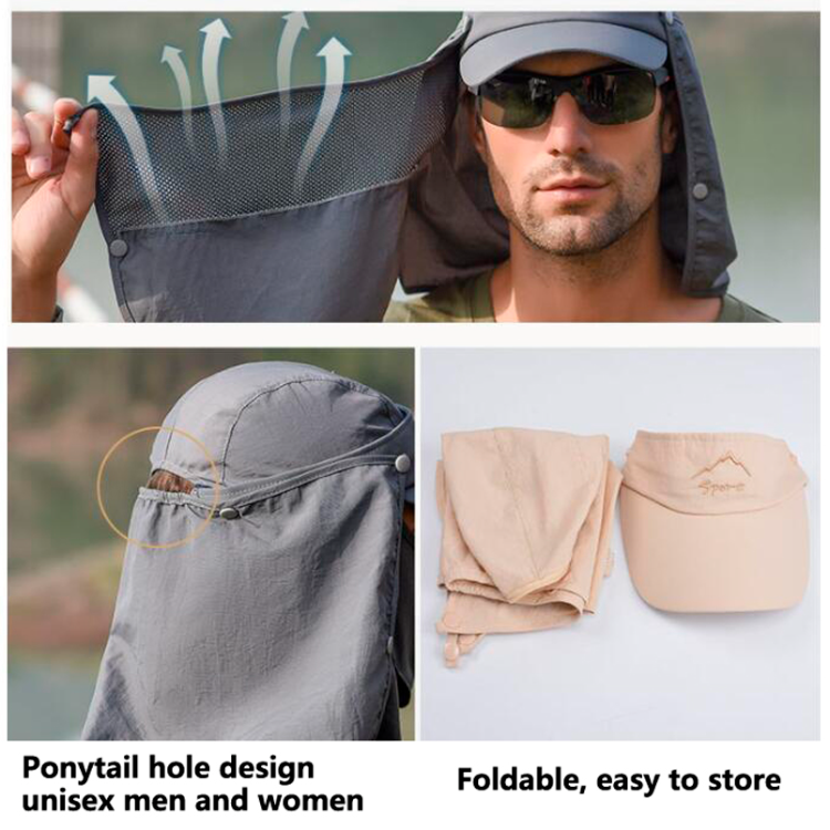 Modischer 3-in-1-Männer-Eimer mit Schalschleier, wasserdicht, abnehmbar, multifunktional, Sonnenhut, atmungsaktiv, Outdoor, UV-Schutz, Angeln_voghion.com