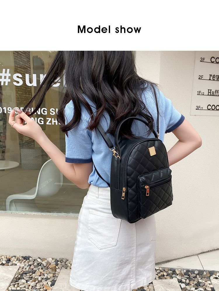 Andralyn Lingge Pattern Waterproof and Wear-resistant Backpack Korean Version Fashionable Women's Bag Casual Backpack_voghion.com
