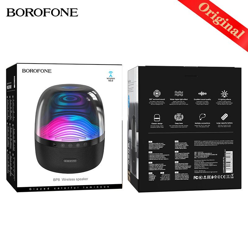 Muziekfestival BP8 Kleurrijke lichtgevende Bluetooth-luidspreker Draadloos draagbaar huis Buitenfeest Lichteffect Mini-geluidssysteem_voghion.com