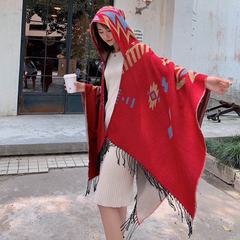 Thick warm  and winter women's new ethnic desert cape style blanket ins cashmere shawl_voghion.com