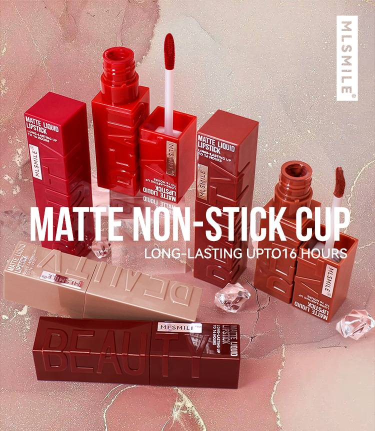 Antihaft-Becher, mattes Lippenglasur, Lipgloss, der nicht leicht verblasst, flüssiger, langanhaltender Lippenstift, Make-up-Explosion_voghion.com