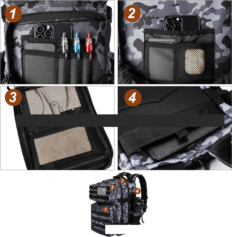 Mochila de viaje grande 3P para deportes al aire libre con botella de agua, táctica, a prueba de salpicaduras, resistente al desgaste, para senderismo_voghion.com