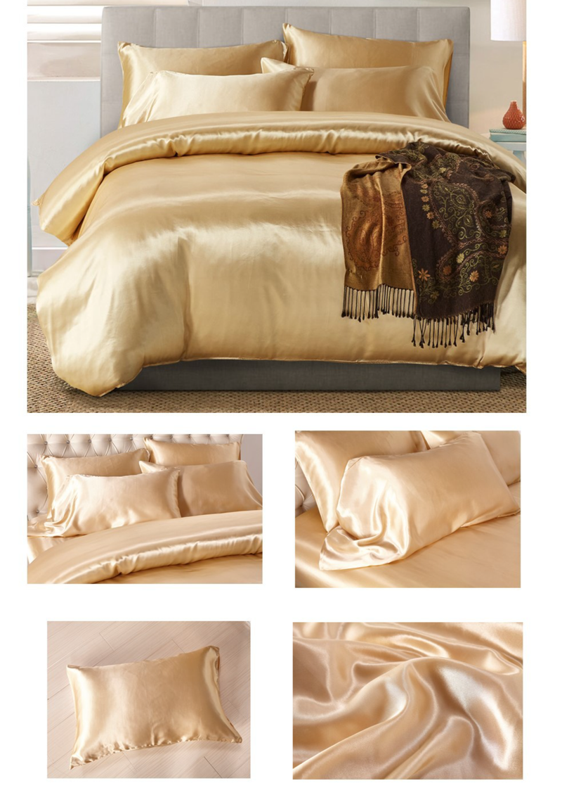 Satijnen dekbedovertrek Queen Size, luxe zijdeachtige kristalroze Queen dekbedovertrekset, 3-delige, ultrazachte en ademende beddengoedset en 2 kussenslopen_voghion.com