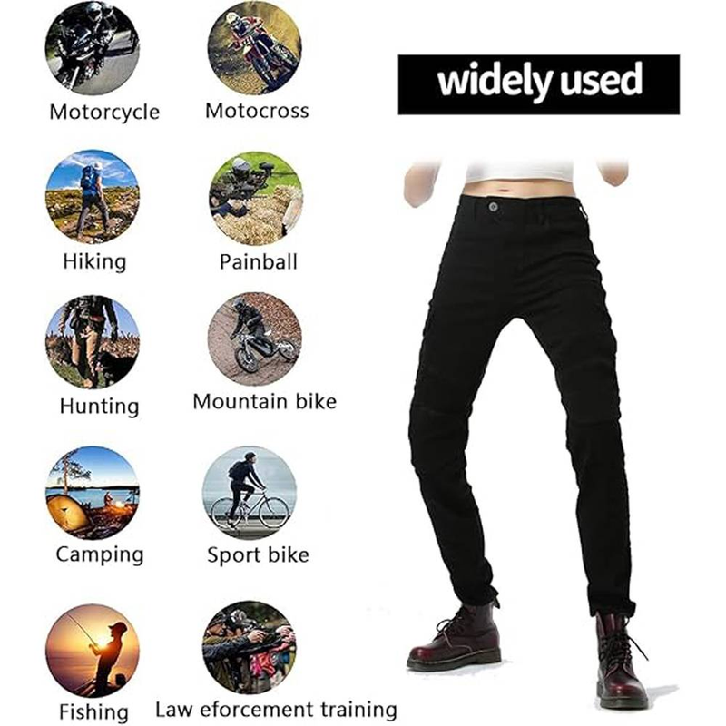 Motorcycle Riding Pants Motorcycle Jeans Slim Fit With CE Knee Hip Removable Protector Women's Armor_voghion.com