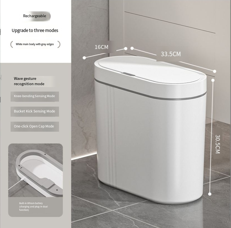 Papelera de inducción totalmente automática para el hogar, sala de estar, dormitorio, baño, espacio, papelera inteligente_voghion.com