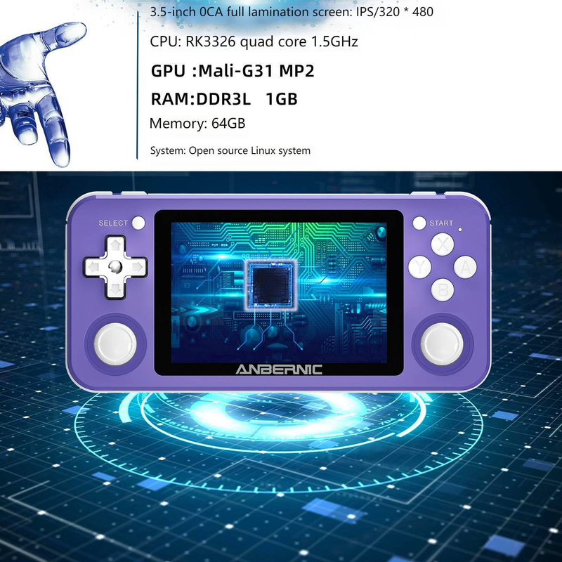 Console de jogos portátil retrô ANBERNIC RG351P - Dispositivo portátil para jogos Linux com 64 GB de armazenamento, suporte multijogador e experiência de jogo clássica e moderna_voghion.com